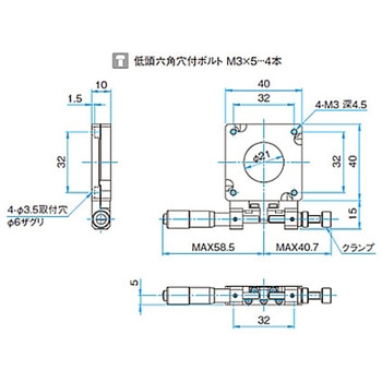 θ軸透過用微動ステージ(角・薄型) KSPTシリーズ シグマ光機