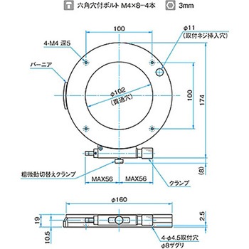 θ軸透過用薄型粗微動ステージ KSPBシリーズ シグマ光機