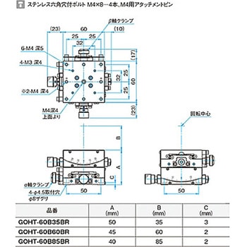 αβ軸ガイド一体型ゴニオステージ ステージサイズ60mm GOHT-60Bシリーズ シグマ光機