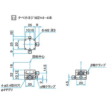 αβ軸小型薄形ゴニオステージ ステージサイズ25mm GOH-25Bシリーズ シグマ光機