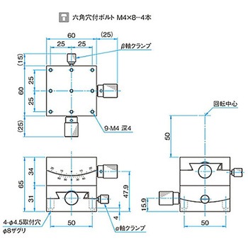 αβ軸小型薄形ゴニオステージ ステージサイズ60mm GOH-60Bシリーズ シグマ光機