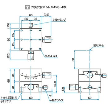 αβ軸小型薄形ゴニオステージ ステージサイズ60mm GOH-60Bシリーズ シグマ光機