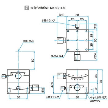 αβ軸小型薄形ゴニオステージ ステージサイズ60mm GOH-60Bシリーズ シグマ光機