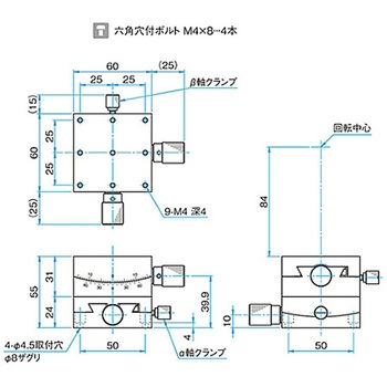 αβ軸小型薄形ゴニオステージ ステージサイズ60mm GOH-60Bシリーズ シグマ光機