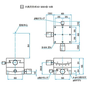 αβ軸小型薄形ゴニオステージ ステージサイズ60mm GOH-60Bシリーズ シグマ光機