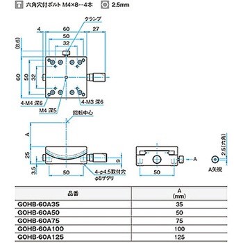 α軸ネジ式V溝ゴニオステージ ステージサイズ60mm GOHB-60Aシリーズ - シグマ光機