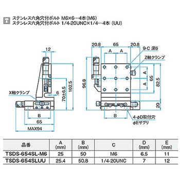 XZ軸ステンレスステージ(垂直) TSDSシリーズ シグマ光機