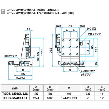 XZ軸ステンレスステージ(垂直) TSDSシリーズ シグマ光機