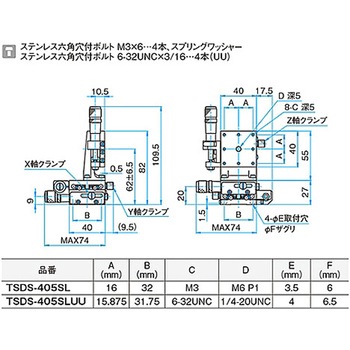XYZ軸ステンレスステージ(垂直) TSDSシリーズ シグマ光機