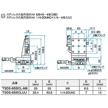 XYZ軸ステンレスステージ(垂直) TSDSシリーズ シグマ光機
