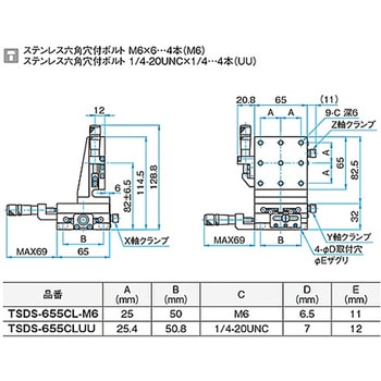 XYZ軸ステンレスステージ(垂直) TSDSシリーズ シグマ光機