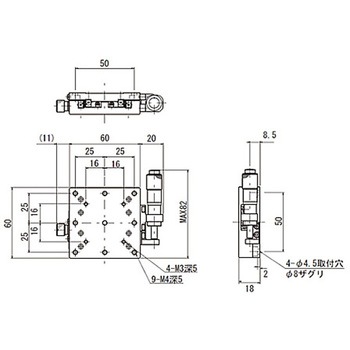 Z軸ボールガイドアルミステージ(垂直面取付) TADCシリーズ シグマ光機