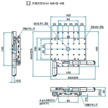XY軸スチールステージ(ロング) ステージサイズ100×160mm TSD-10162シリーズ シグマ光機