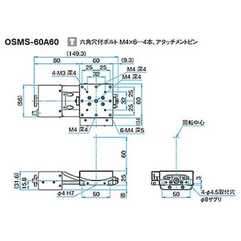 ガイド一体型ゴニオステージ ステージサイズ60mm OSMS-60Aシリーズ シグマ光機