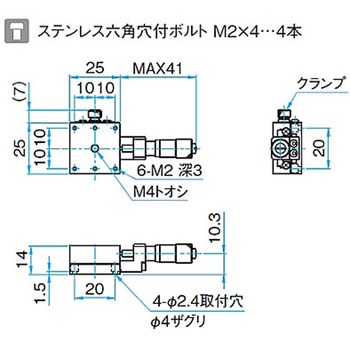 X軸ボールガイドアルミステージ ステージサイズ25mm TADC-251シリーズ シグマ光機