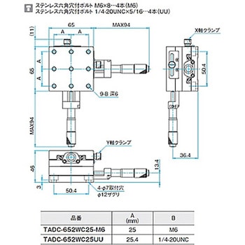 XY軸ボールガイドアルミステージ ステージサイズ65mm TADC-652Wシリーズ - シグマ光機