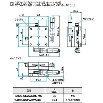 XY軸ボールガイドアルミステージ ステージサイズ65mm TADC-652Wシリーズ - シグマ光機
