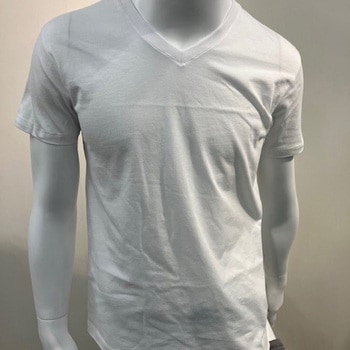 紳士用 Tシャツ 半袖 V首 ホワイト Mサイズ 綿100% ブルーメイト