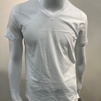 紳士用 Tシャツ 半袖 V首 ホワイト Lサイズ 綿100% ブルーメイト