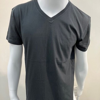 紳士用 Tシャツ 半袖 V首 ブラック Lサイズ 綿100% ブルーメイト