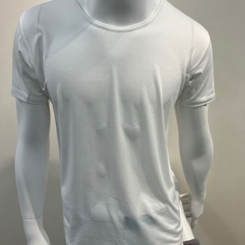 紳士用 Tシャツ 半袖 丸首 接触冷感メッシュ ホワイト Lサイズ ブルーメイト