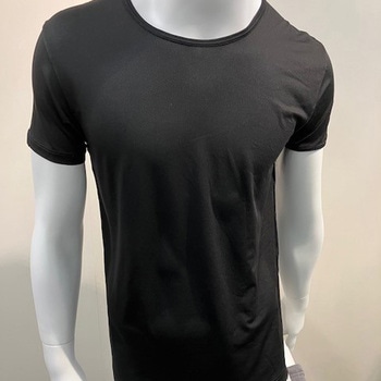 紳士用 Tシャツ 半袖 丸首 接触冷感メッシュ ブラック Mサイズ ブルーメイト