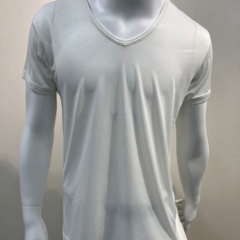 紳士用 Tシャツ 半袖 V首 接触冷感メッシュ ホワイト Mサイズ ブルーメイト