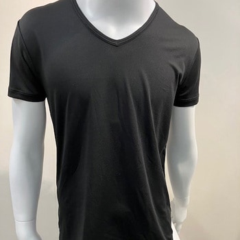 紳士用 Tシャツ 半袖 V首 接触冷感メッシュ ブラック Lサイズ ブルーメイト
