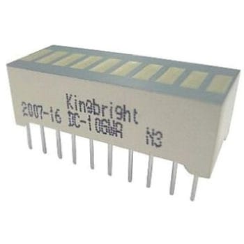 Kingbright LEDディスプレイ， 黄， ライトバー， 10セグメント， DC-10SYKWA KINGBRIGHT