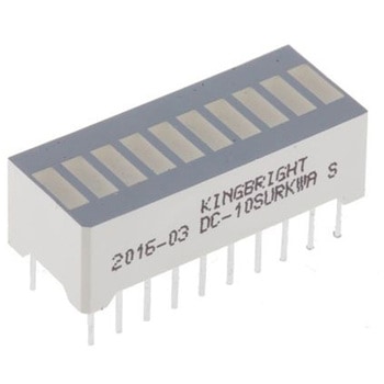 Kingbright LEDディスプレイ， 赤， ライトバー， 10セグメント， DC-10SURKWA KINGBRIGHT