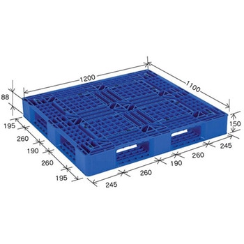 リスパレット JLタイプ タイプ：片面使用型 D-デッキボードタイプ 裏・穴 外寸 mm ：1200×1100×150 - 岐阜プラスチック工業(RISU/リス)