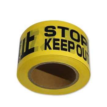 バリケードテープ 幅70mm×130m 『立入禁止 STOP! KEEP OUT 入らないでください』 黄/黒字 1ケース 20巻入 セーフラン安全用品