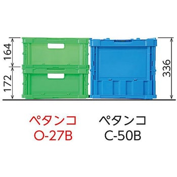 ペタンコ 折りたたみコンテナ O-27B グリーン アズワン