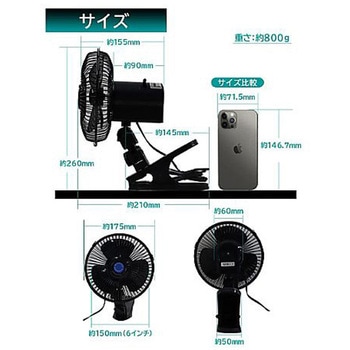 DC12V/Φ150mm 自動車用小型扇風機 エスコ