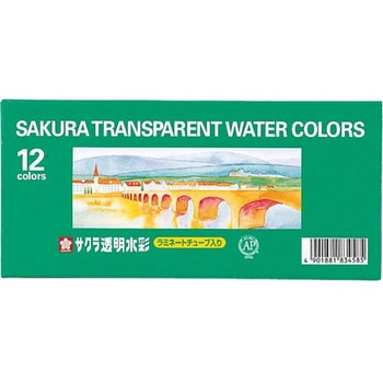 透明水彩12色 ラミネートチューブ 5mL - サクラクレパス