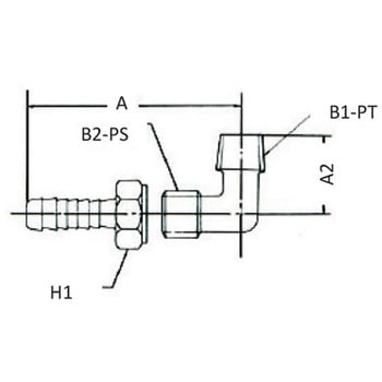 L型ホースクチ BS HLT R1/4 xΦ14 鈴木ブロンズ継手