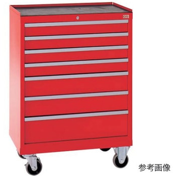 キャビネットE-type 軽量型ワゴン 間口696×奥行475×高さ976mm レッド 大阪製罐