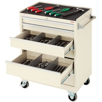 キャビネットE-type 軽量型ワゴン 間口696×奥行475×高さ976mm ライトグレー 大阪製罐