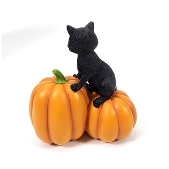 ダブルパンプキン黒ネコオブジェ 20cm アズワン