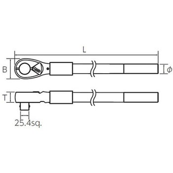1"DRx1400mm ラチェットハンドル - エスコ