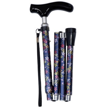 折りたたみSP細型ネックステッキ 花柄紺 島製作所