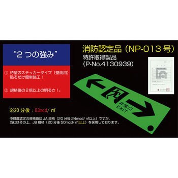 中輝度蓄光式誘導標識 グリーンクロス 非常口標識/避難誘導 【通販