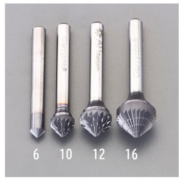 16x8mm/6mm軸 [Coated]超硬バー 90° エスコ