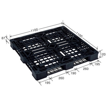 リスパレット JLタイプ タイプ：片面使用型 D-デッキボードタイプ 裏・穴 外寸 mm ：1100×1100×120 岐阜プラスチック工業(RISU/リス)