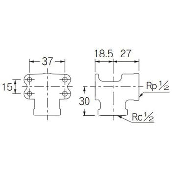 Rp1/2"xRc1/2" 座付水栓エルボ エスコ