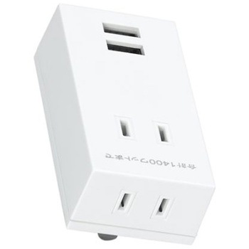 AC100V/14A タップ USBポート付/ホワイト エスコ
