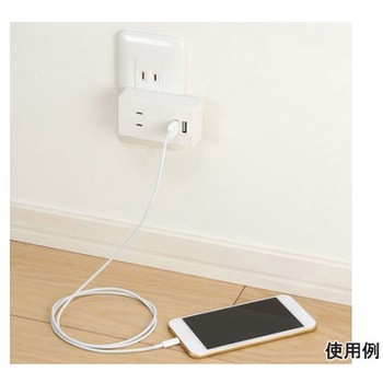 AC100V/14A タップ USBポート付/ホワイト エスコ