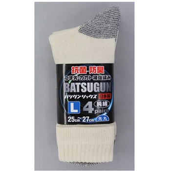 ばつぐんソックス先丸キナリ 4足組 FUKUTOKU(福徳産業)