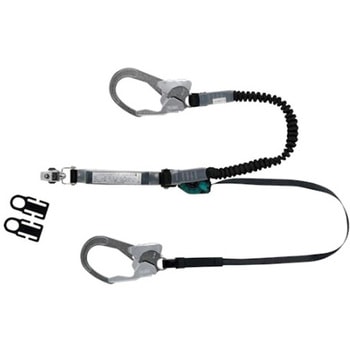常時巻取り式と伸縮式の2丁掛けランヤード 伸縮式1.6 MHLYS-RCRNEX-56DJMRシリーズ ミドリ安全
