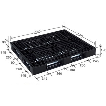 リスパレット JLタイプ タイプ：片面使用型 D-デッキボードタイプ 裏・穴 外寸 mm ：1200×1000×120 岐阜プラスチック工業(RISU/リス)